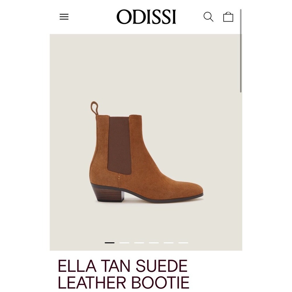 Odissi Womens Brown Ella Tan Suede Almond Toe Cuban Heel Ankle Boots‎ Size 37 EU - Picture 15 of 15